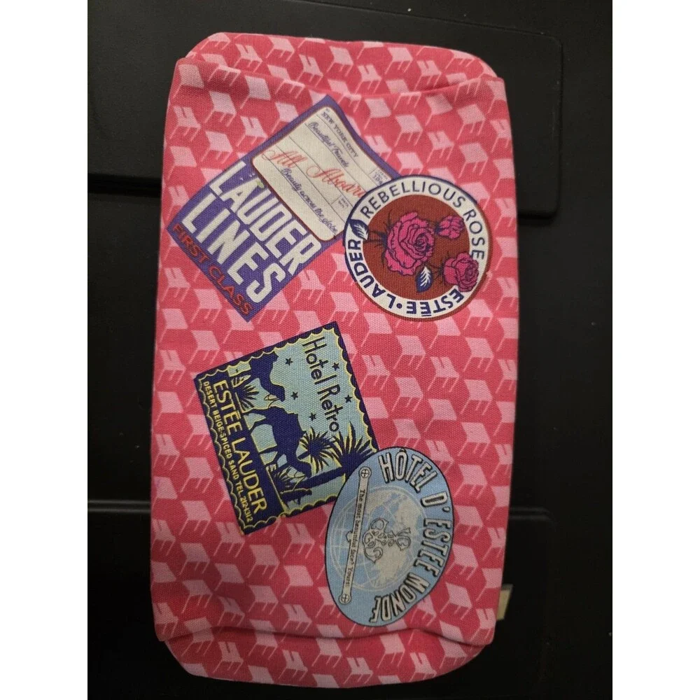 Estee Lauder Zip Cosmetic Bag Gift With Purchase World Travel Themed  Pink